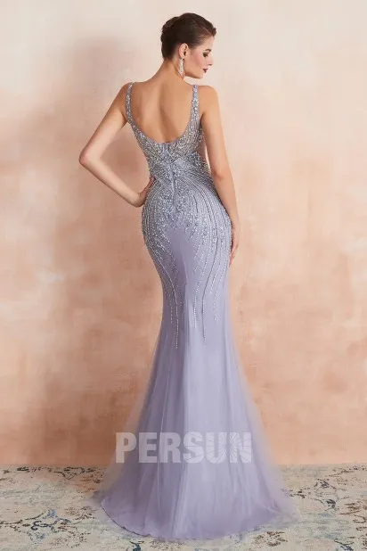 2020 Lavender Pale Mermaid Ceremony Dress with Jewel Embellishments in Long Evening Dress French Website