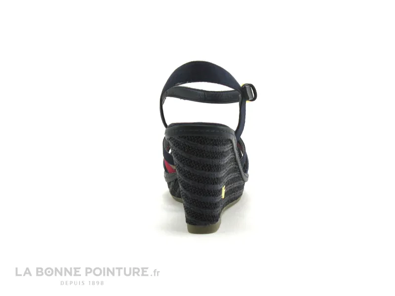 Achat chaussures Tom Tailor Femme Sandale et Nu-pieds, vente Tom Tailor 6990804 navy red - Nu-pieds compense talon haut