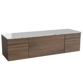 Balmani Forma meuble salle de bains suspendu 180 x 55 cm noyer américain avec Stretto tablette simple ou double en blanc/noir ma