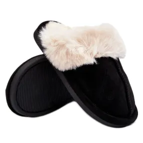 Black children's Befana slippers with fur - black