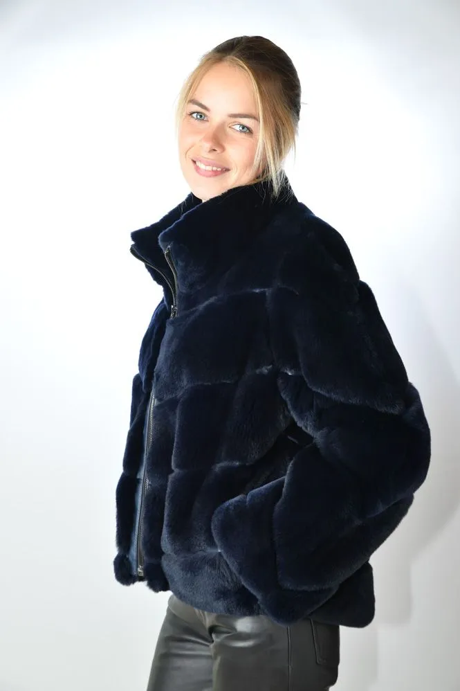 Blouson Fourrure Femme GIORGIO PATERA Bleu