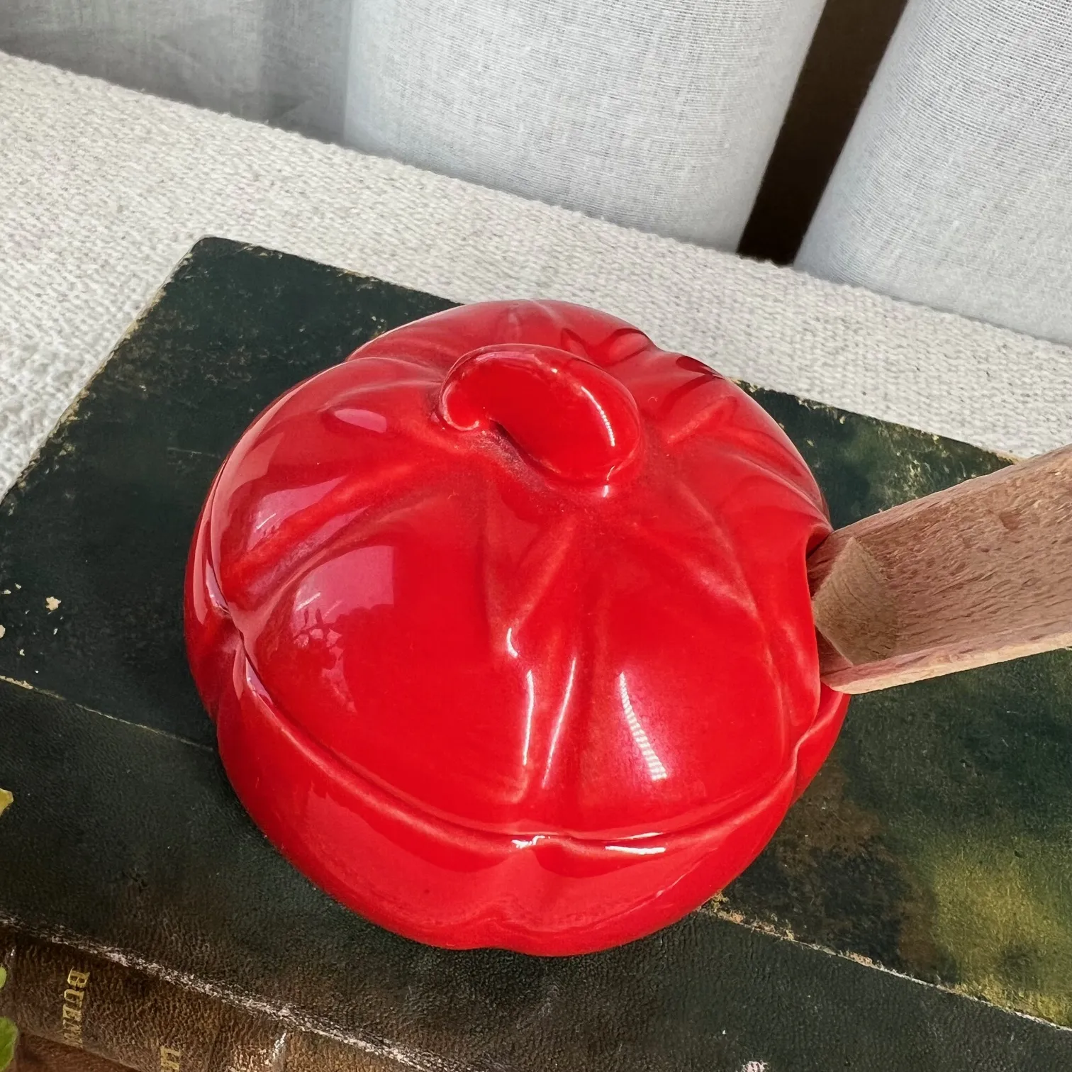 Boîte à sel en barbotine "tomate" 