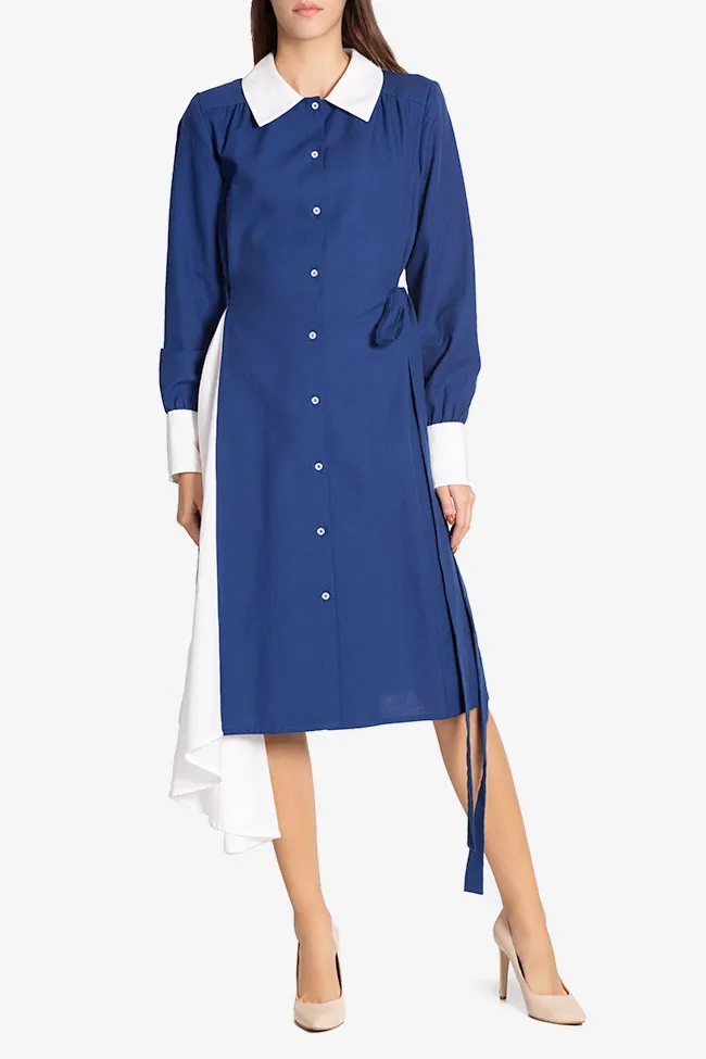 Carmina Cimpoeru Robe asymétrique en mélange de laine et coton Azzure