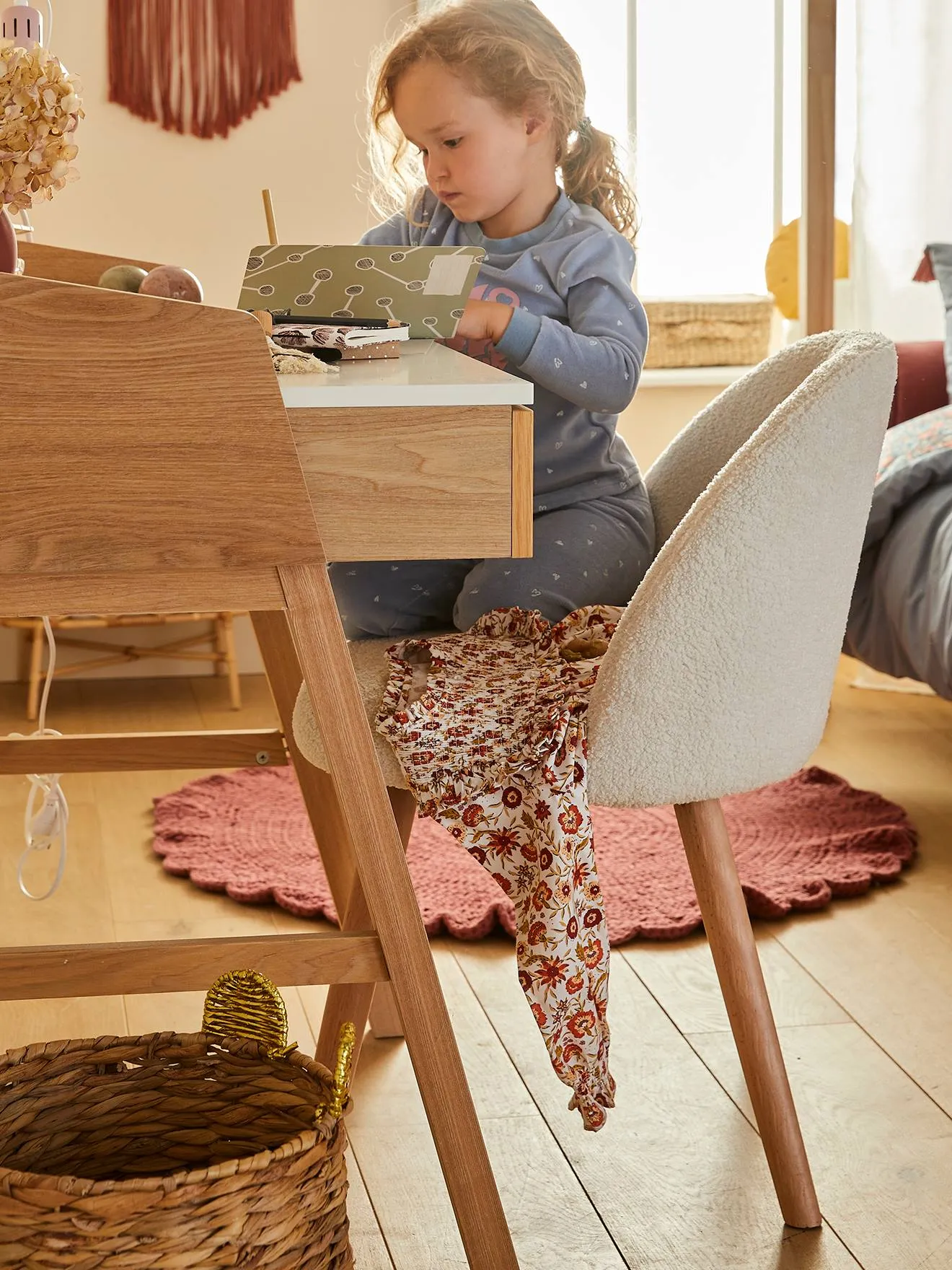 Chaise fausse fourrure enfant ivoire - Vertbaudet