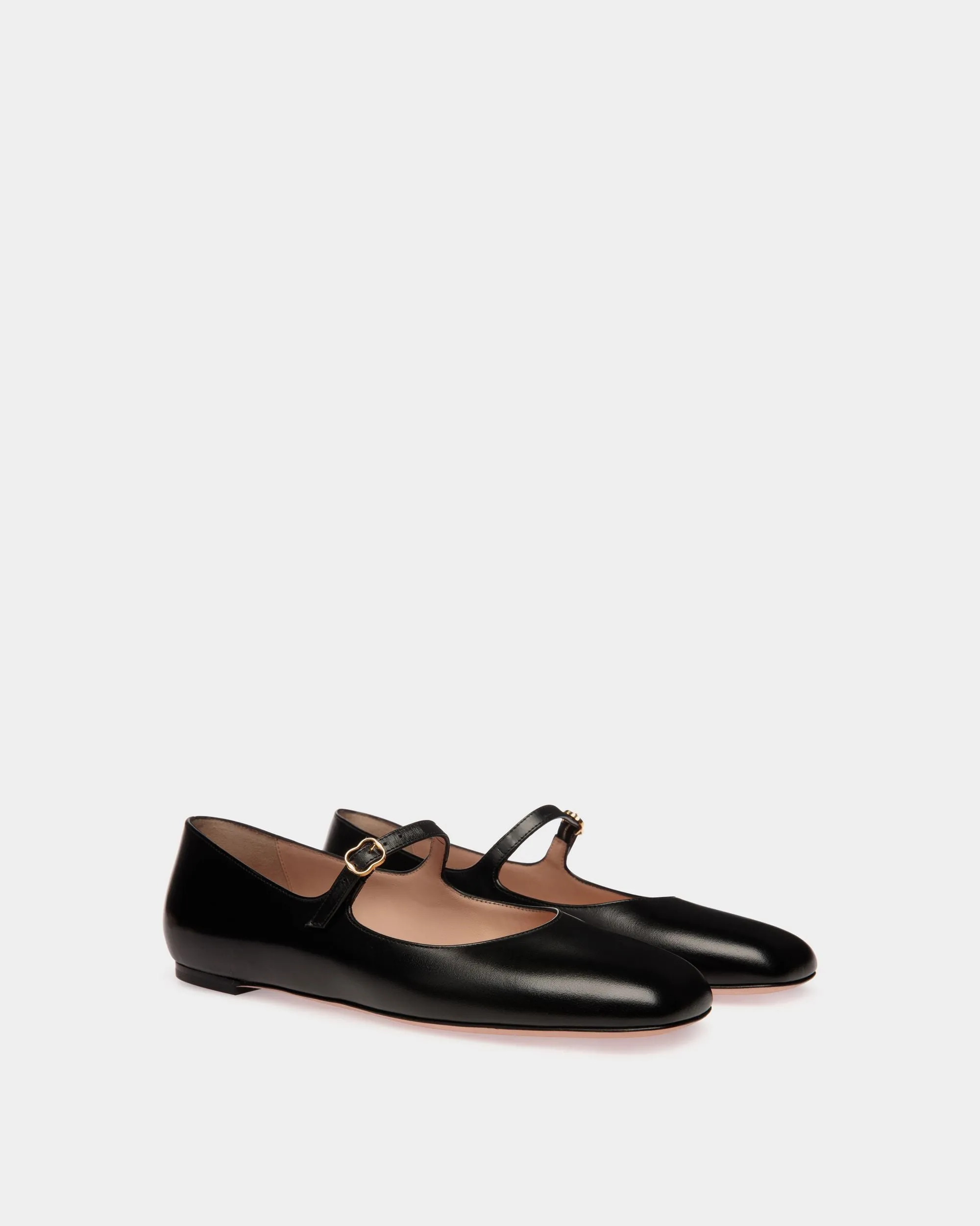 Ballyrina Black Leather Flat Heel Shoes