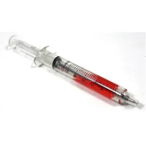 Cheap party accessories wholesaler, red syringe ballpoint pen