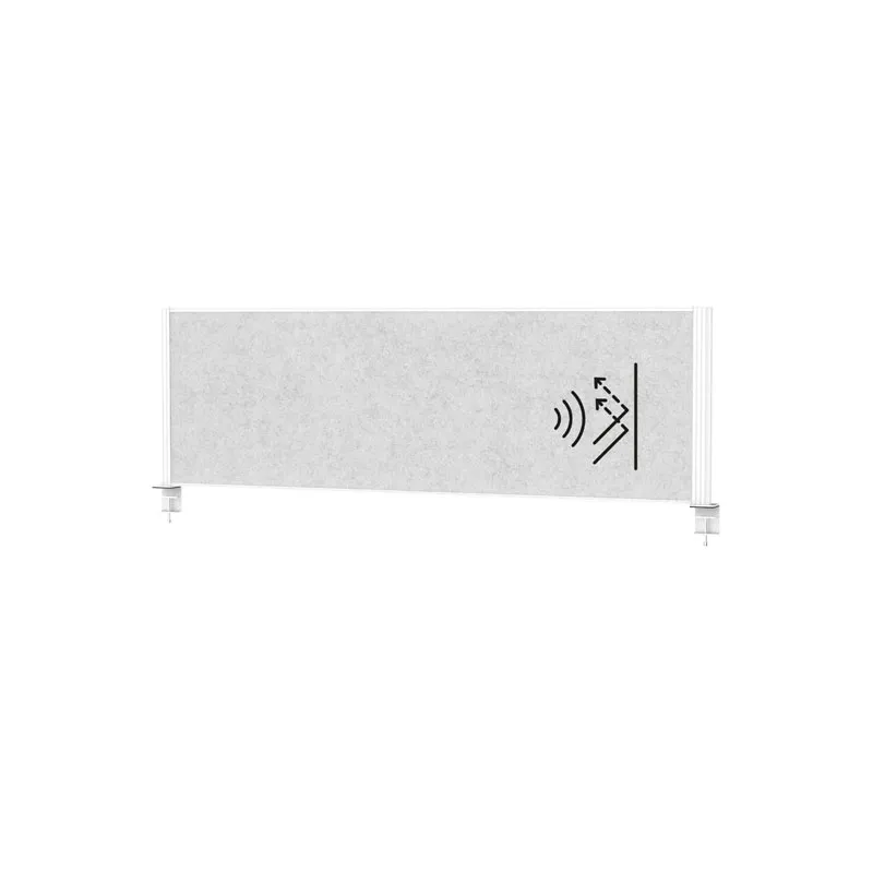 Cloison de bureau longueur 160 cm - blanc et gris