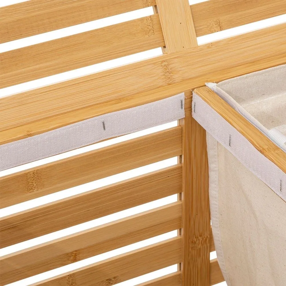 Coffre à linge double 2x50l en bambou h60cm