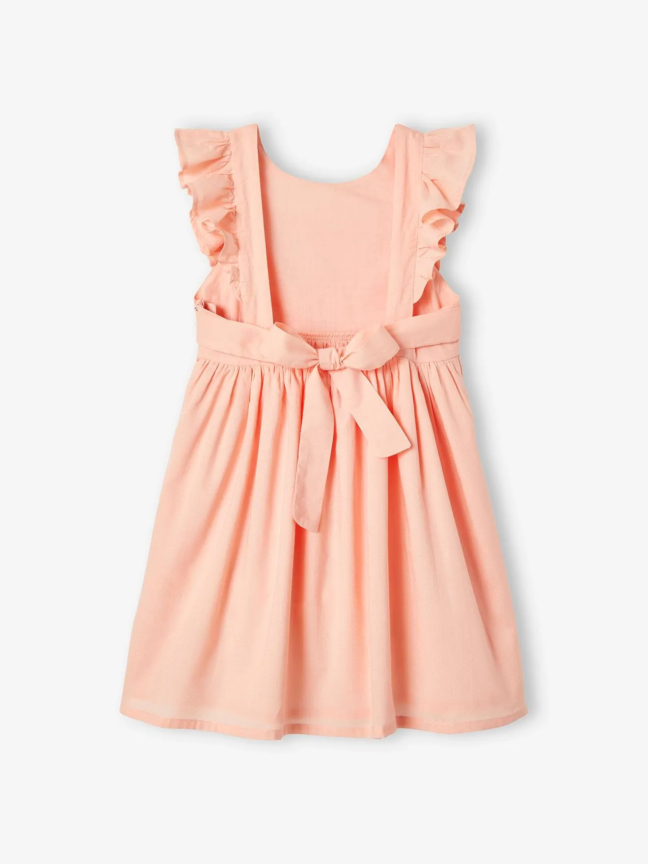 Coral Flounced Ceremony Dress for Girls - Vertbaudet