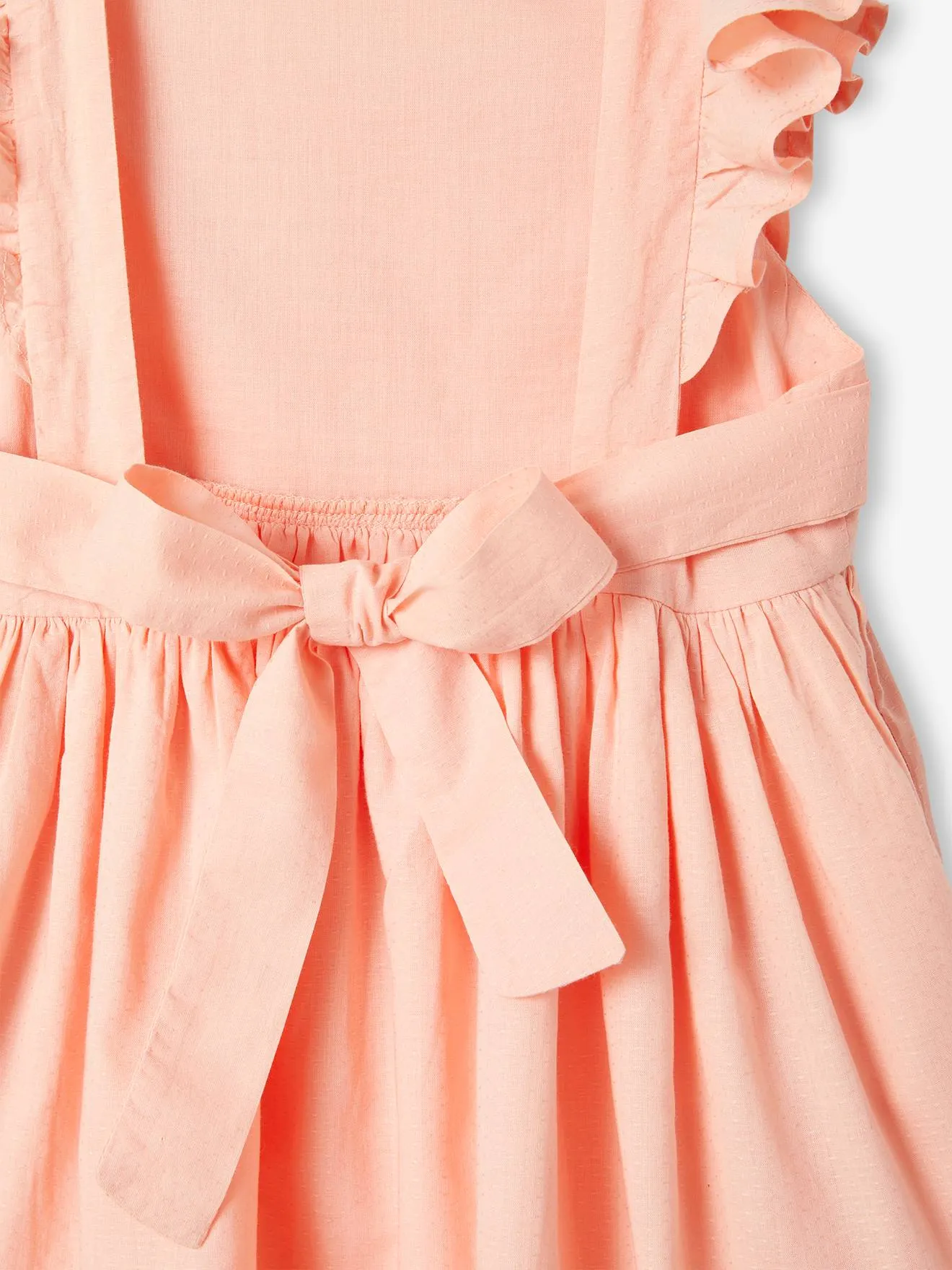 Coral Flounced Ceremony Dress for Girls - Vertbaudet