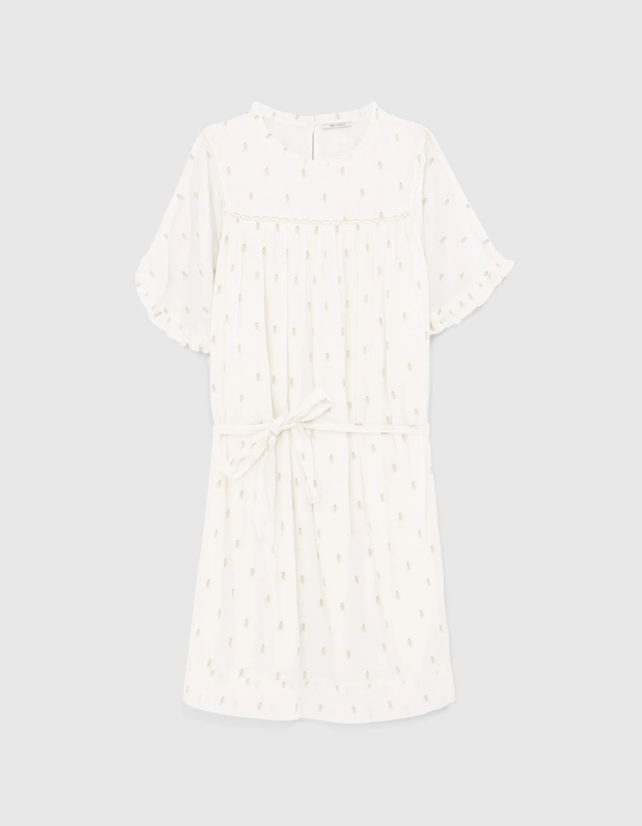 Cream lace and pleated women's loose robe.