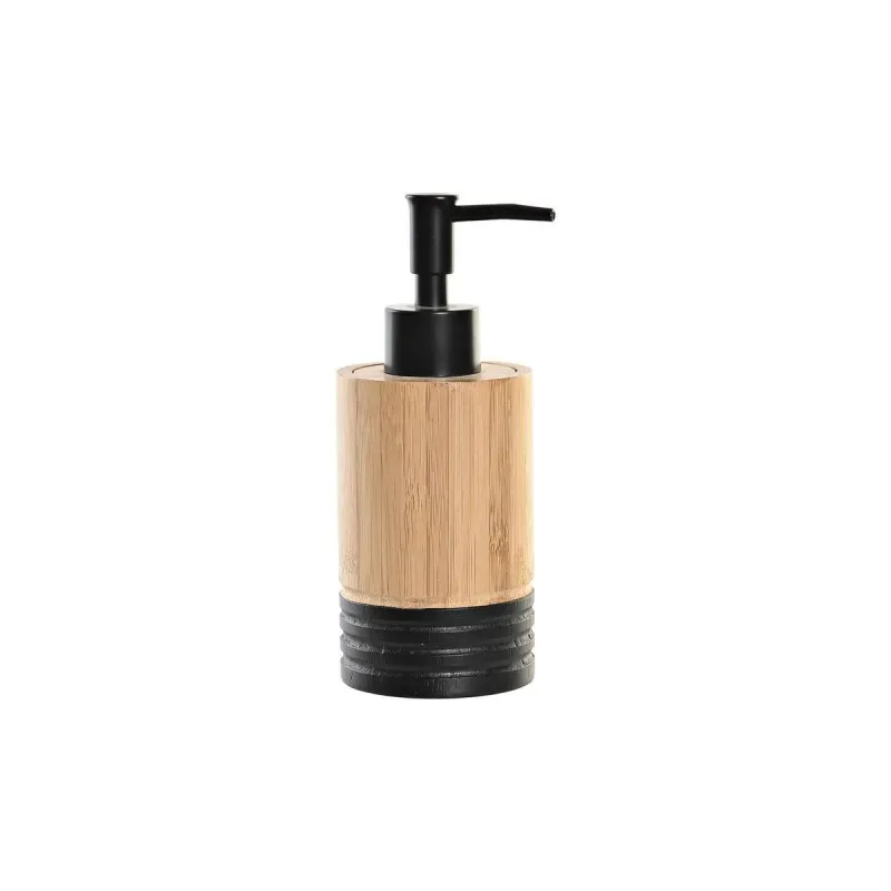 Distributeur de Savon DKD Home Decor Naturel Noir Bambou PP (7 x 7 x 17 cm)