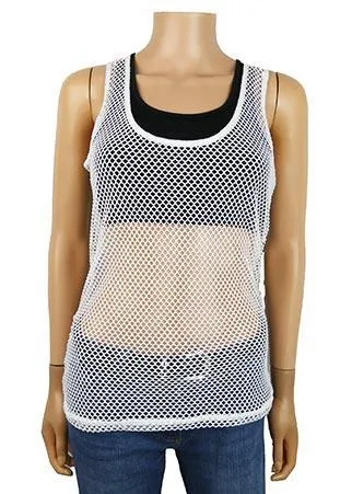 Débardeur maille filet sans manches-3 Suisses--Blanc-36 - S-Féminin