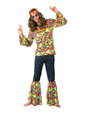 Déguisement Hippie homme avec chemise et pattes d'éléphant