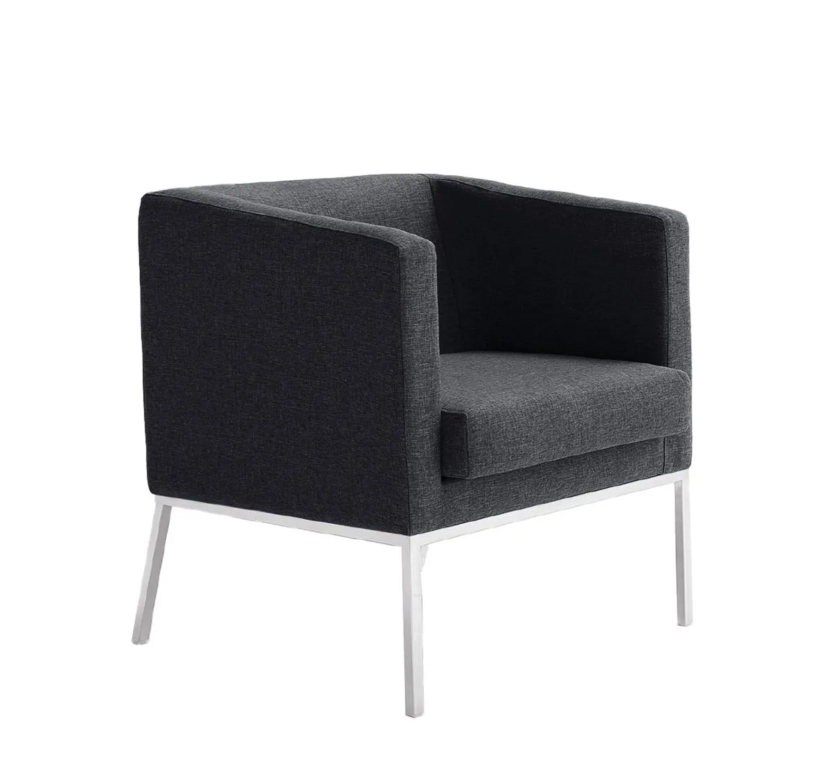 Fauteuil GUEST Tissu non feu et pieds Chrome 65x74xh77cm