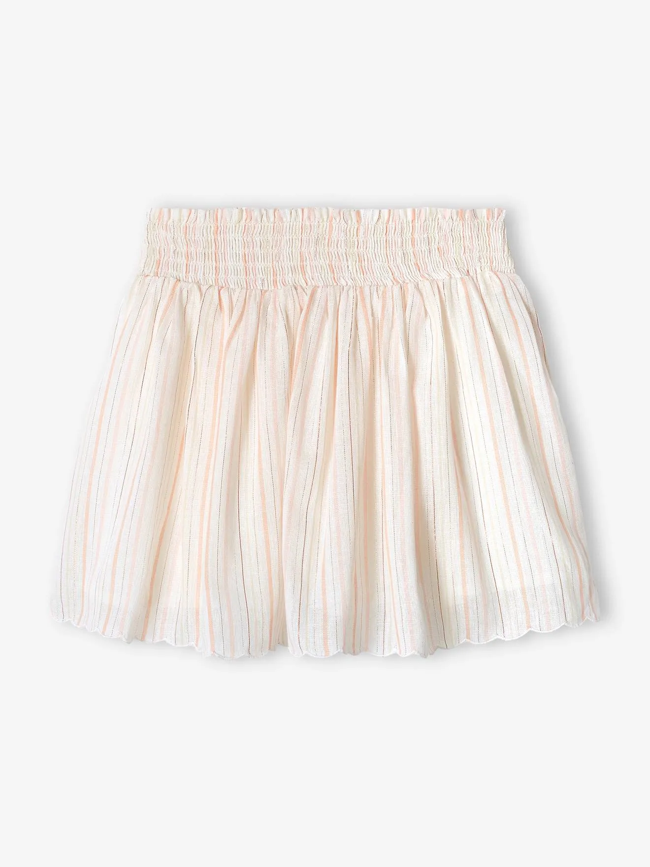 Striped shiny thread ceremony dress girl ecru - Vertbaudet