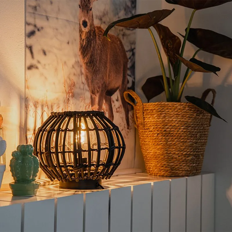 Lampe de table rurale noire 25 cm - Canna