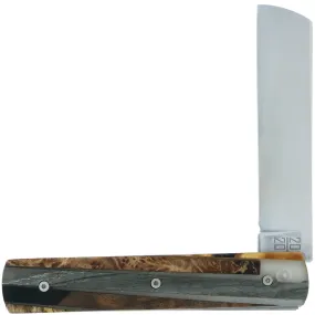 Le 20/20 Couteau Pliant Plein Manche avec Eclats de Bois Mixtes et Résine Grise Pailletée 11cm Ressort Lisse Personnalisable N°2