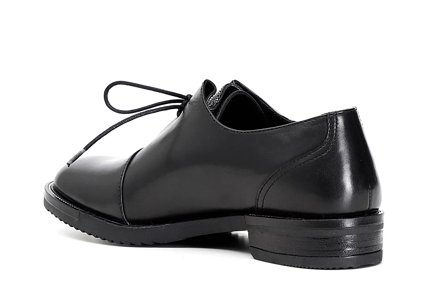 Leather Richelieu Shoes with Rhinestone Detail - CafèNoir.