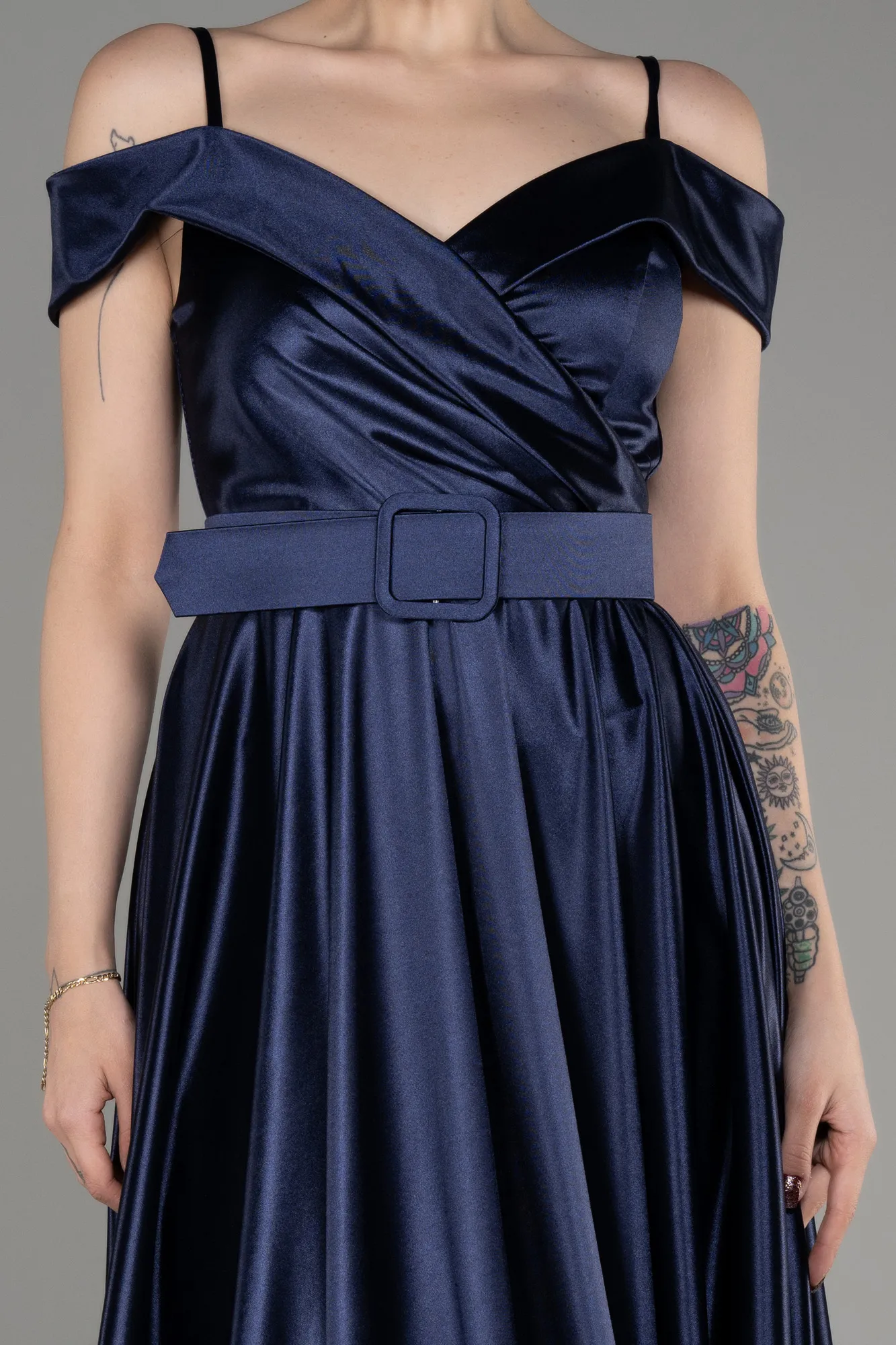 Navy Blue Midi Ceremony Dress ABK2080
