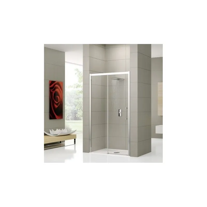 Novellini  rose 2p 196 droit dimension extensible de  196-202 cm vitrage satin  profilé chrome: ROSE2P196D-4K