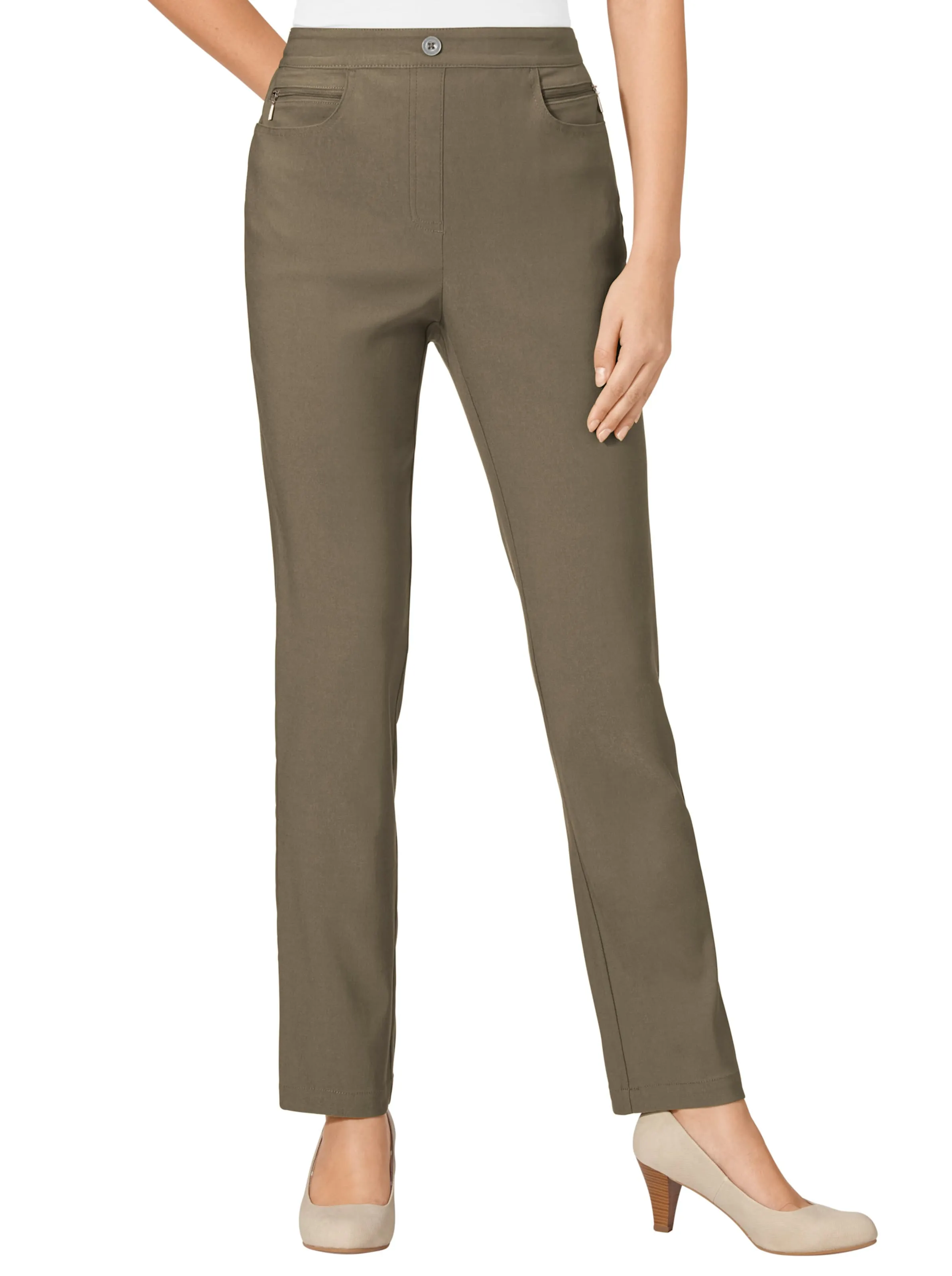 Pantalon en bengaline, glissières décoratives