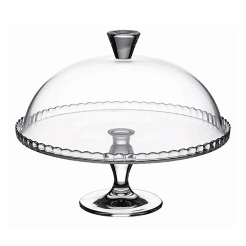 Plat Tarte Gâteaux ou Fromage en Verre sur Pied avec Cloche