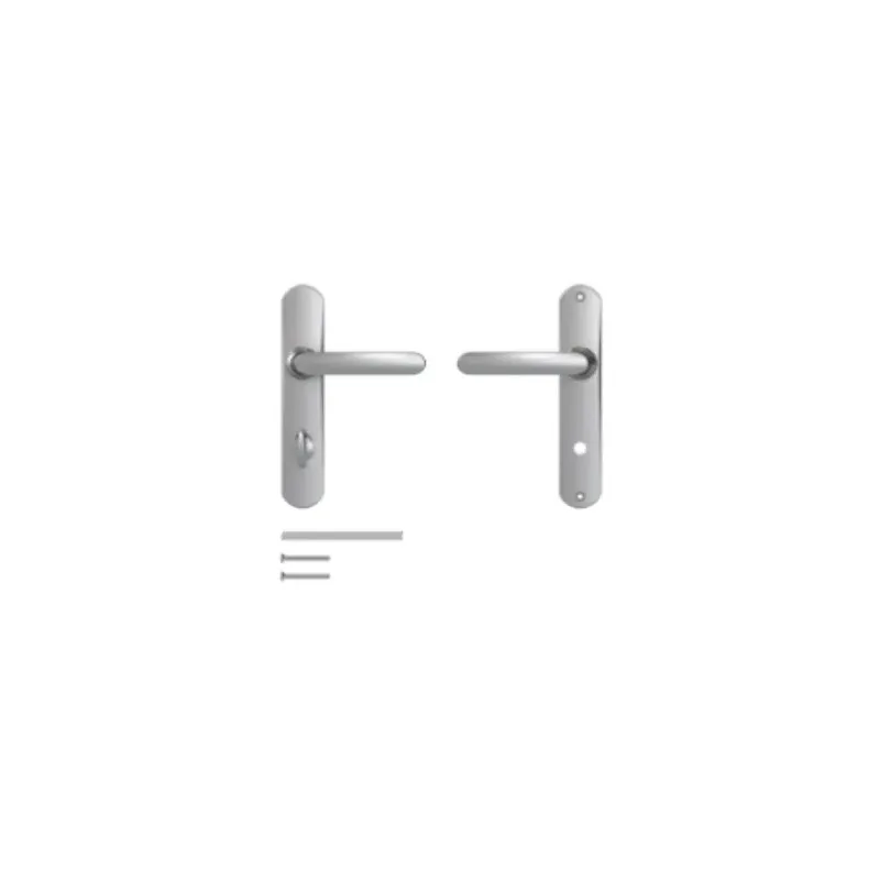 Poignées de porte avec plaque de condamnation, entraxe 165 mm, , chromées miroir