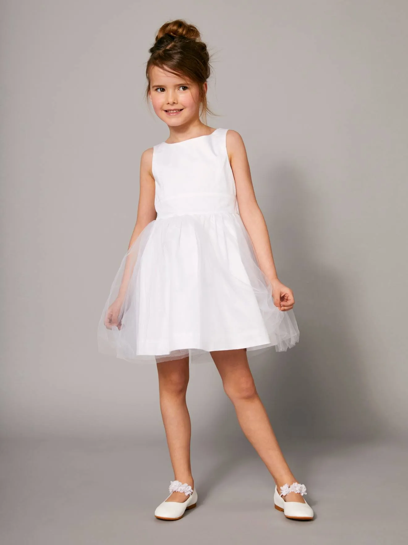 Robe de cérémonie fille en satin et tulle bleu ciel - Vertbaudet