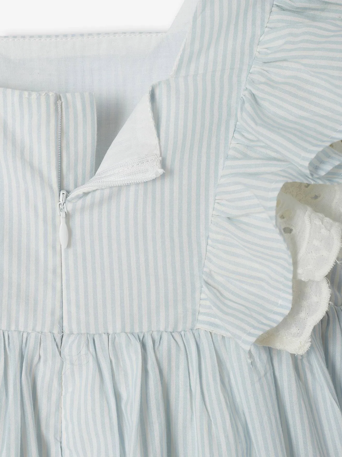 Robe de cérémonie rayée fille manches volantées rayé bleu - Vertbaudet