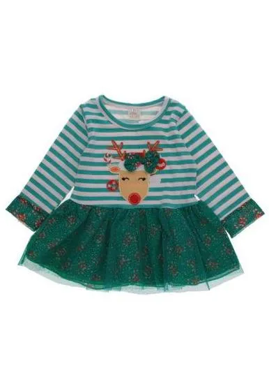 Robe de Noël renne-Kids Tales--Blanc-18 mois-FILLE