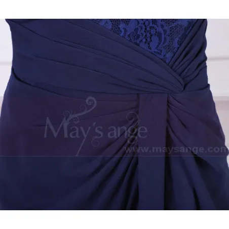 Navy Blue Short Sleeve Formal Dress