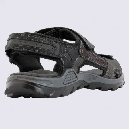 Rohde Men's Leather and Textile Black and Grey Sporty Sandals - Igert Shoes & Leather Goods