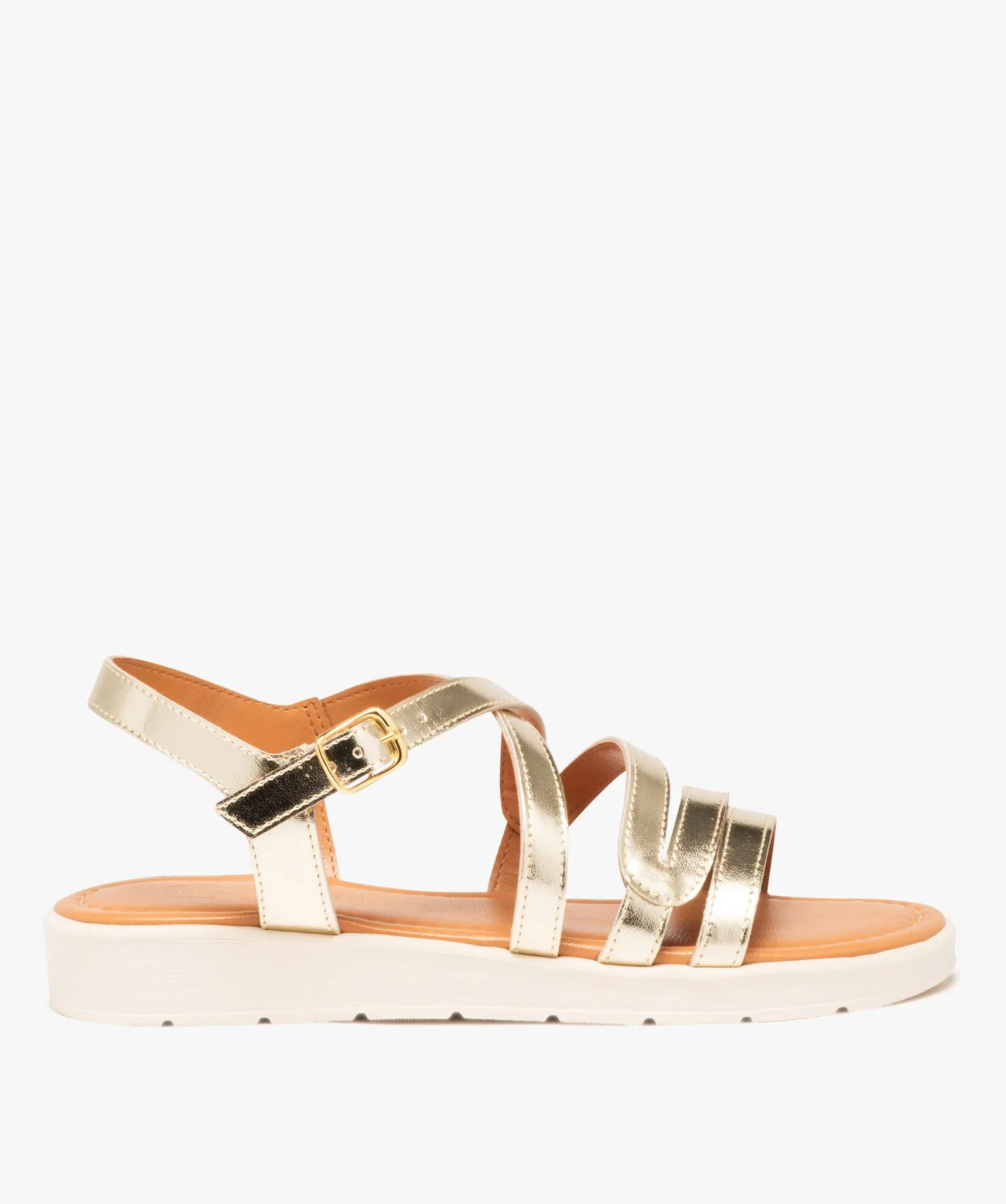 sandales femme plates a brides metallisees jaune sandales plates et nu-pieds