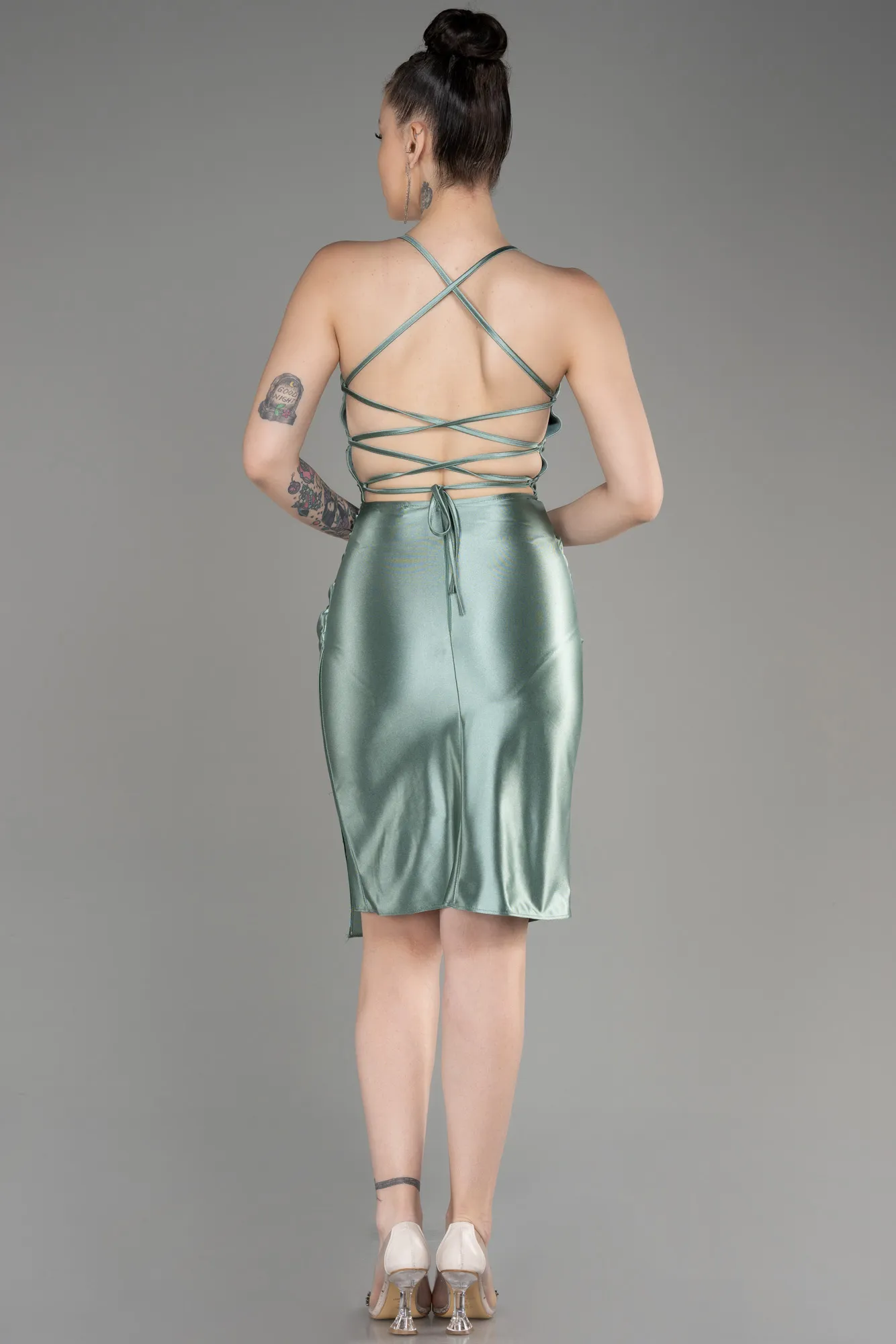 Short Cerulean Blue Ceremony Dress ABK2078