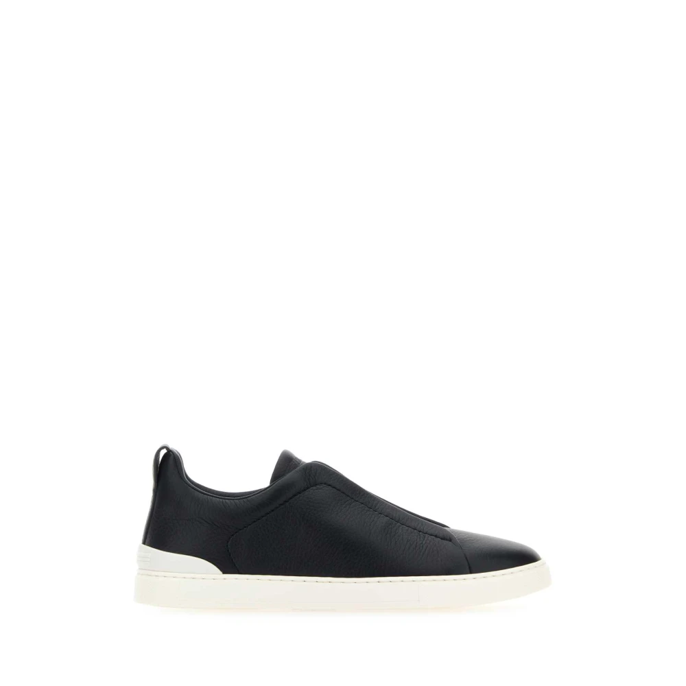 Midnight Blue Leather Slip-On Shoes