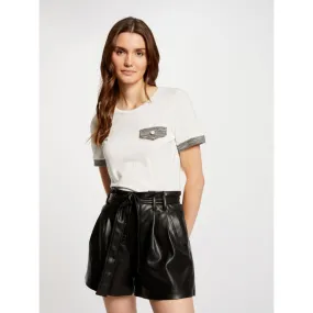 T-shirt fausse poche paillette baby blanc femme - Morgan | wimod