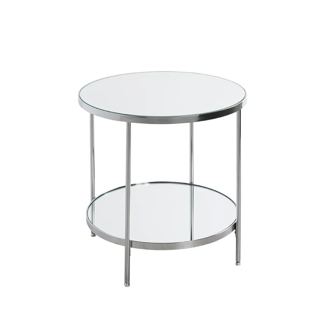 Table d'appoint en métal chromé et étagères en verre  | 3 Suisses