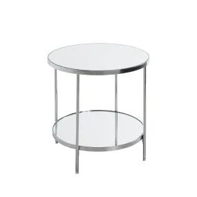 Table d'appoint en métal chromé et étagères en verre  | 3 Suisses