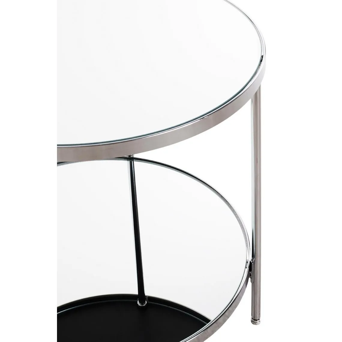 Table d'appoint en métal chromé et étagères en verre  | 3 Suisses