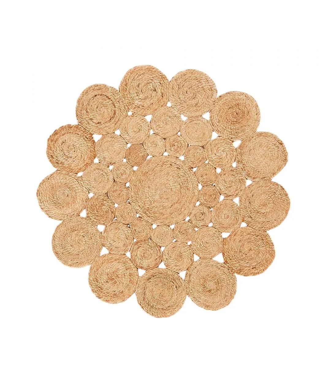 Round Handwoven Jute Rug WOOD