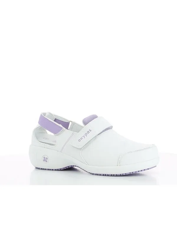Ultra comfortable white and lilac work shoes Samantha.