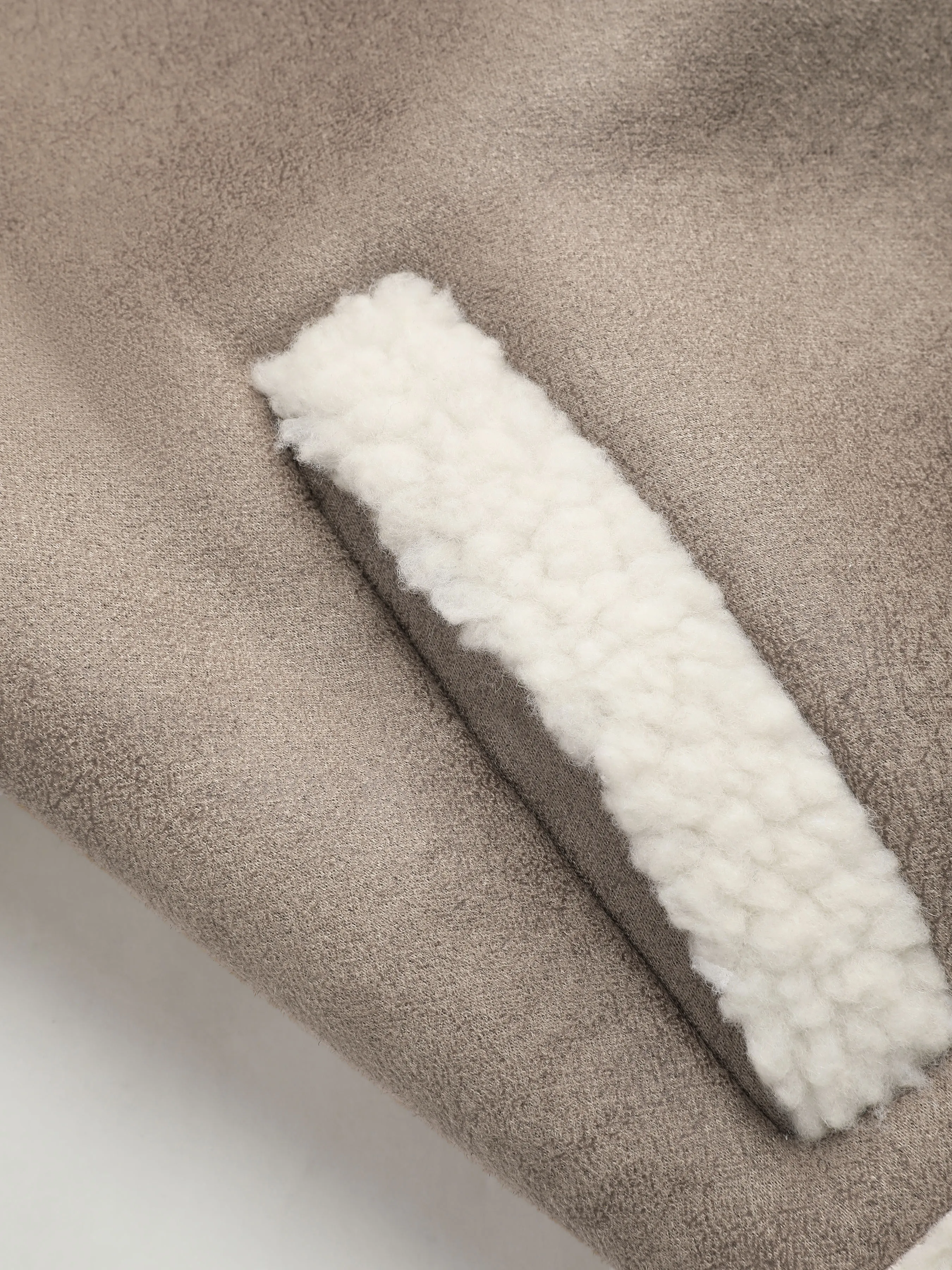 Solid Zip-Up Jacket with Faux Sheepskin Collar