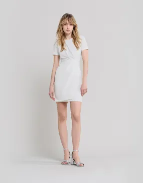 White broken pencil dress with pleats Women