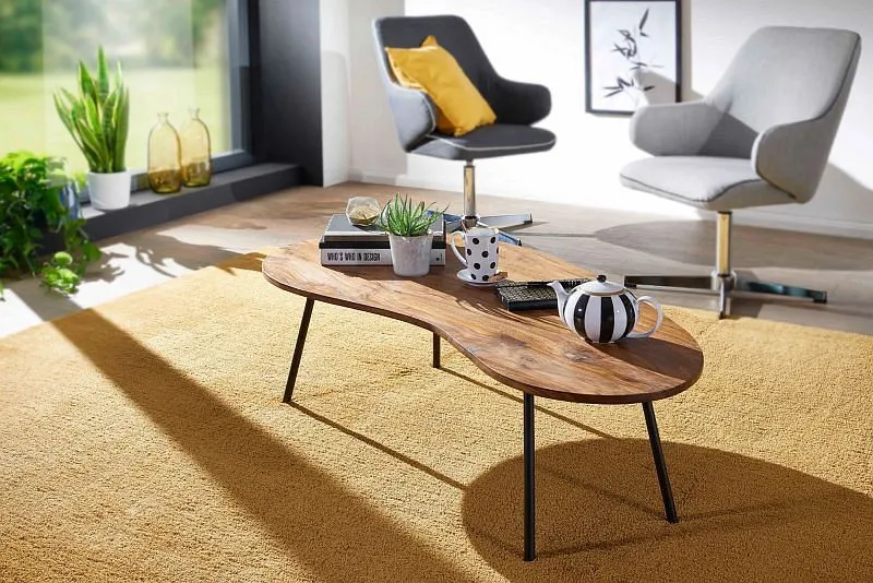 Wohnling Design table basse 122 x 36 x 63 cm Sheesham avec pieds en métal noir WL5.617 acheter à bas prix 